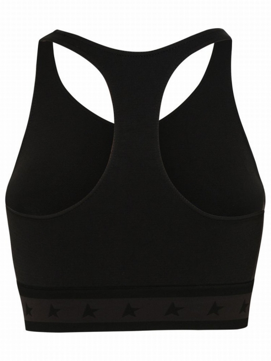 Logo Print Sports Bra In Black