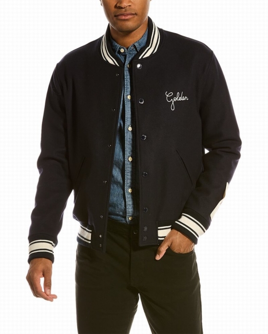 Wool-blend Bomber Jacket In Blue