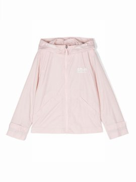 Kids' Little Girl's & Girl's Star Logo Windbreaker Jacket In Pink White