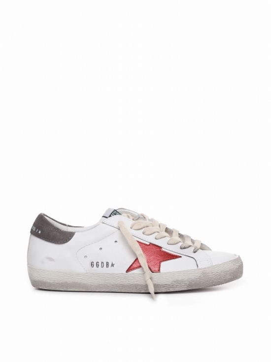 Super Star Sneakers In White/red/dark Grey