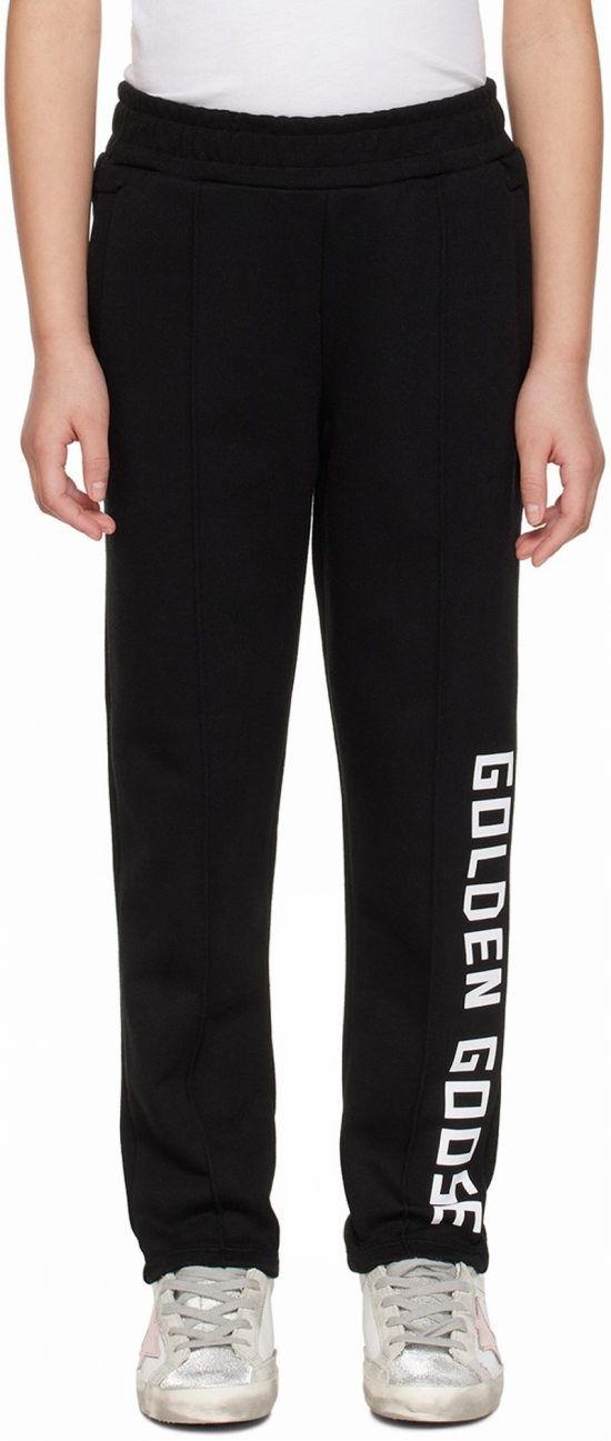 Kids Black Printed Lounge Pants In 80203 Black/white