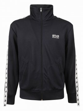 Denis Zipped Track Jacket In Dark Blue/white