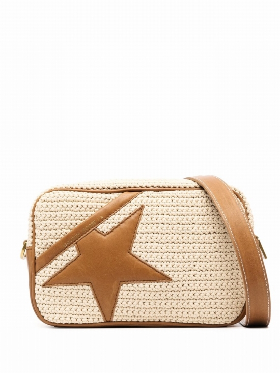 Star-patch Crochet Crossbody Bag In Neutrals