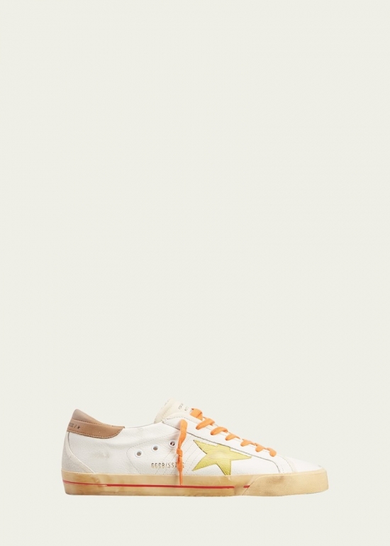 Men's Super Star Nylon Tongue Leather Low-top Sneakers In White/citronelle/