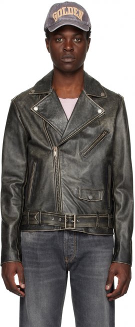 Black Distressed Leather Jacket