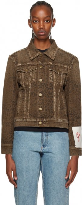 Brown Leopard Denim Jacket