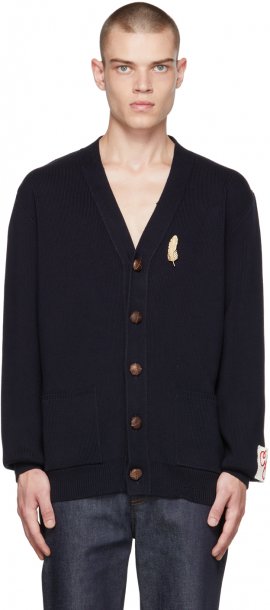 Navy Brooch Cardigan