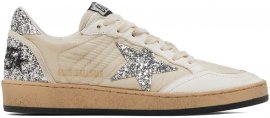 White & Beige Ball Star Sneakers