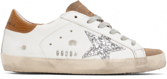 White & Tan Super-Star Sneakers