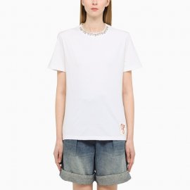 White Jewelled Cotton T-shirt