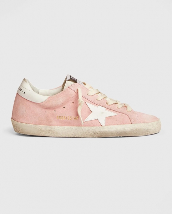 Superstar Suede Upper High Frequency Tongue Leather Star And Heel Sneakers In Baby Pinkwhite