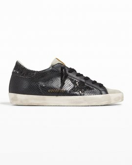 Superstar Leather Glitter Low-top Sneakers In Black