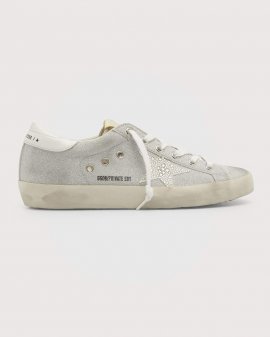 Superstar Glitter Crystal Low-top Sneakers In Silver