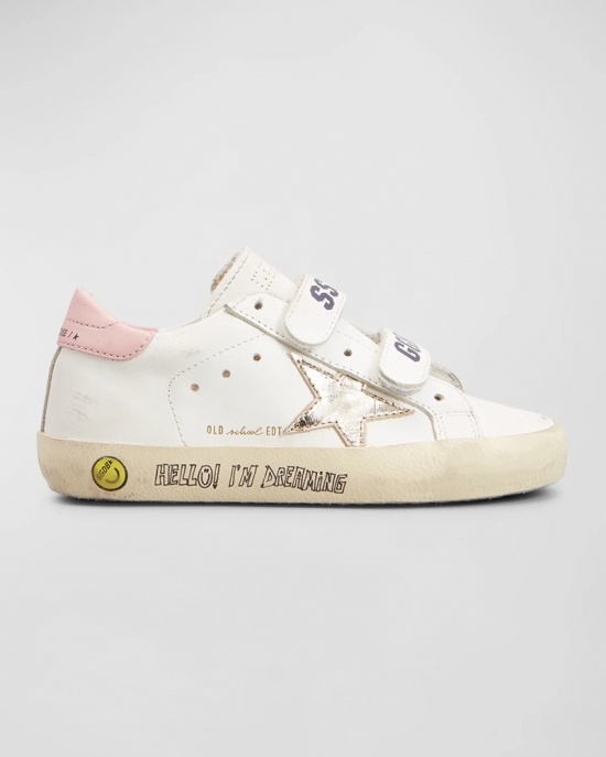 Old School Straps Leather Upper Platinum Star Lt Pink Heel Signature Foxing In Whiteplatinumanti