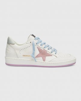 Ballstar Mixed Leather Low-top Sneakers In White Ancient Pin