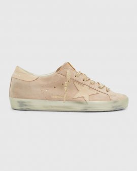 Superstar Mixed Leather Low-top Sneakers In Nude Beige