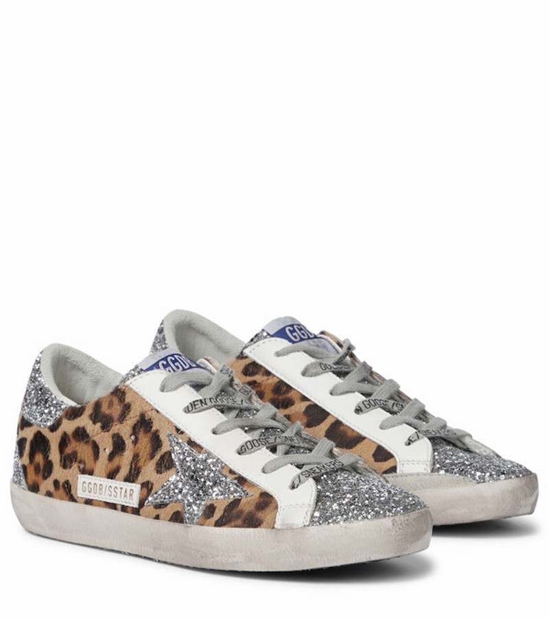 Superstar Calf Hair Sneakers In Silver/brown Black Leo