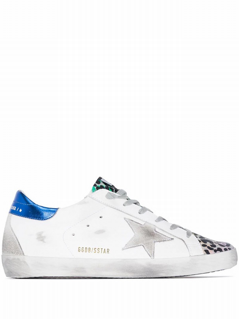 Super-star Leather Upper Suede Star Leopard Print Toe In White