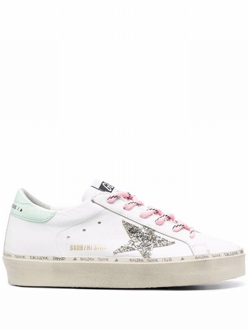 Star-patch Lace-up Sneakers In Weiss