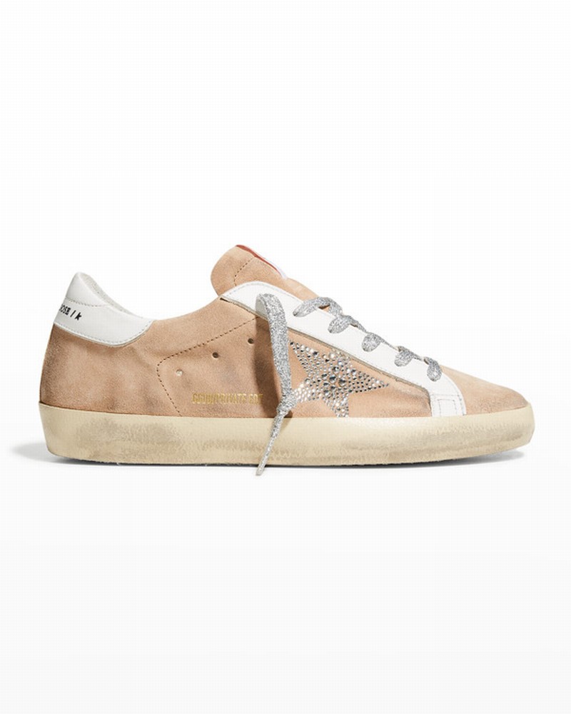 Superstar Crystal Leather Low-top Sneakers In Light Brown