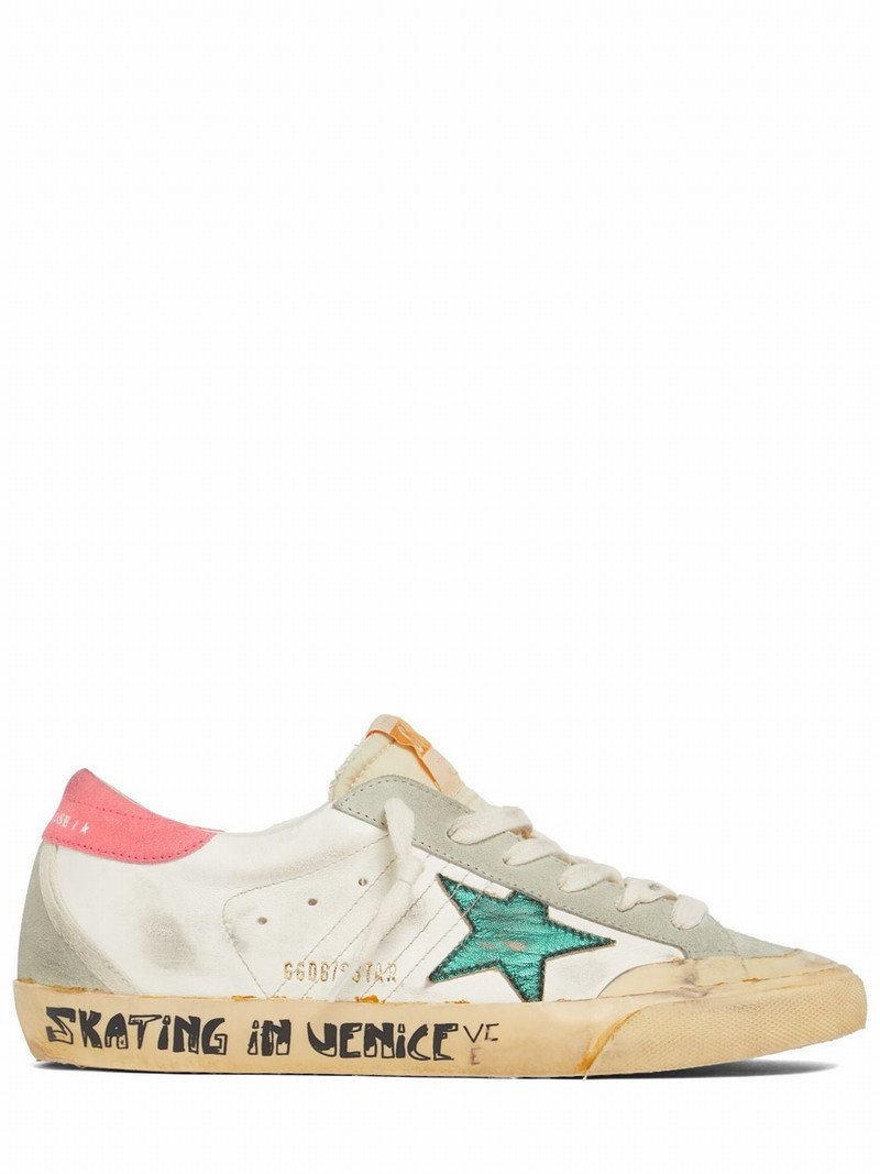 20mm Super Star Penstar Leather Sneakers In Beige,multi