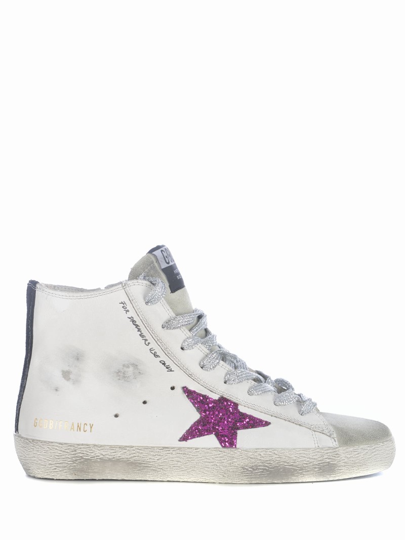 High Top Sneakers Fracy In Leather In Bianco